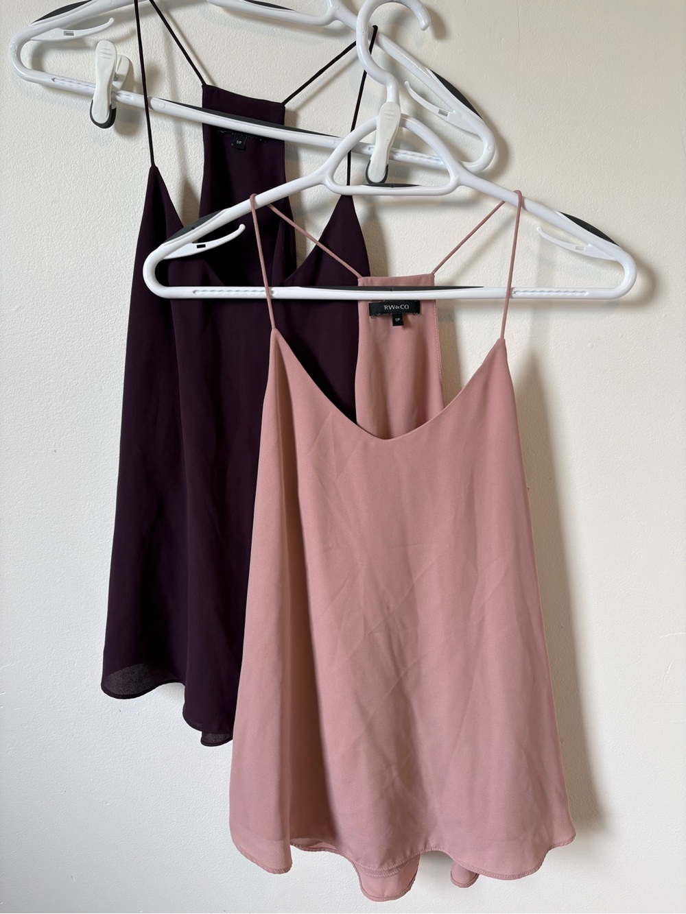 Bundle of RW&CO Dusty Pink & Plum Spaghetti Strap Cami Tops